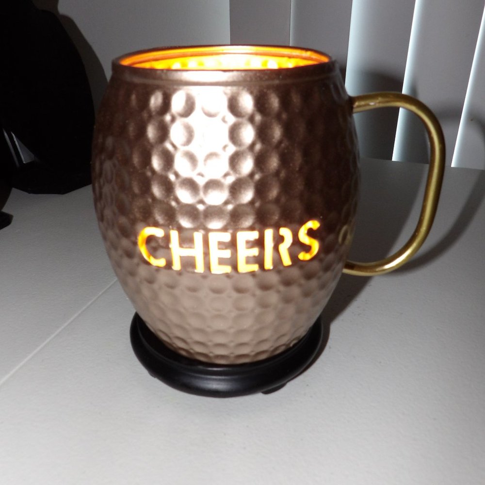 Copper cheers mug accent shade w candle glow light